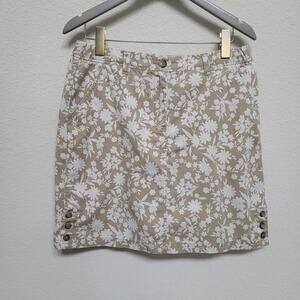 Lands' End Skirt with Built in Shorts Womens 8 Tan Floral Print Lined Skorts